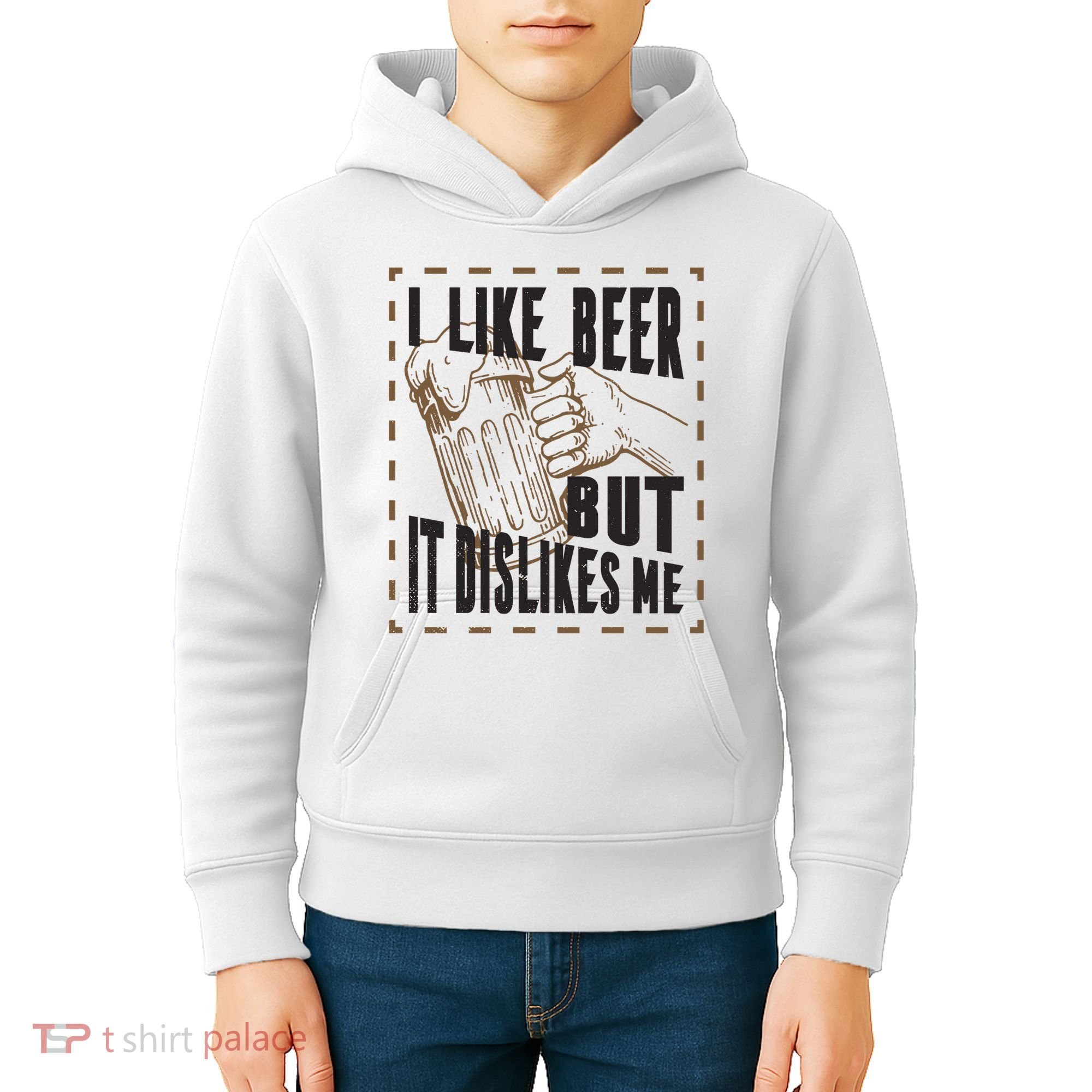I Like Beer But It Dislikes Me Kids Hoodie