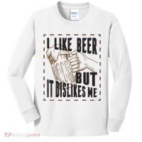 I Like Beer But It Dislikes Me Kids Long Sleeve Shirt thumb 0
