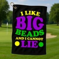 I Like Big Beads and I Cannot Lie Mardi Gras Golf Towel thumb 1