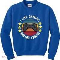 I Like Gaming And Like 3 People Kids Sweatshirt thumb 0