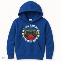 I Like Gaming And Like 3 People Kids Hoodie thumb 0