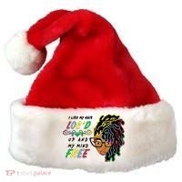 I Like Hair Loc'd Up And My Mind Free Santa Hat thumb 0