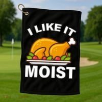 I Like It Moist Funny Turkey Thanksgiving Dinner Golf Towel thumb 1