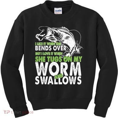 I Like It When She Bends Over Fishing Bait Kids Sweatshirt