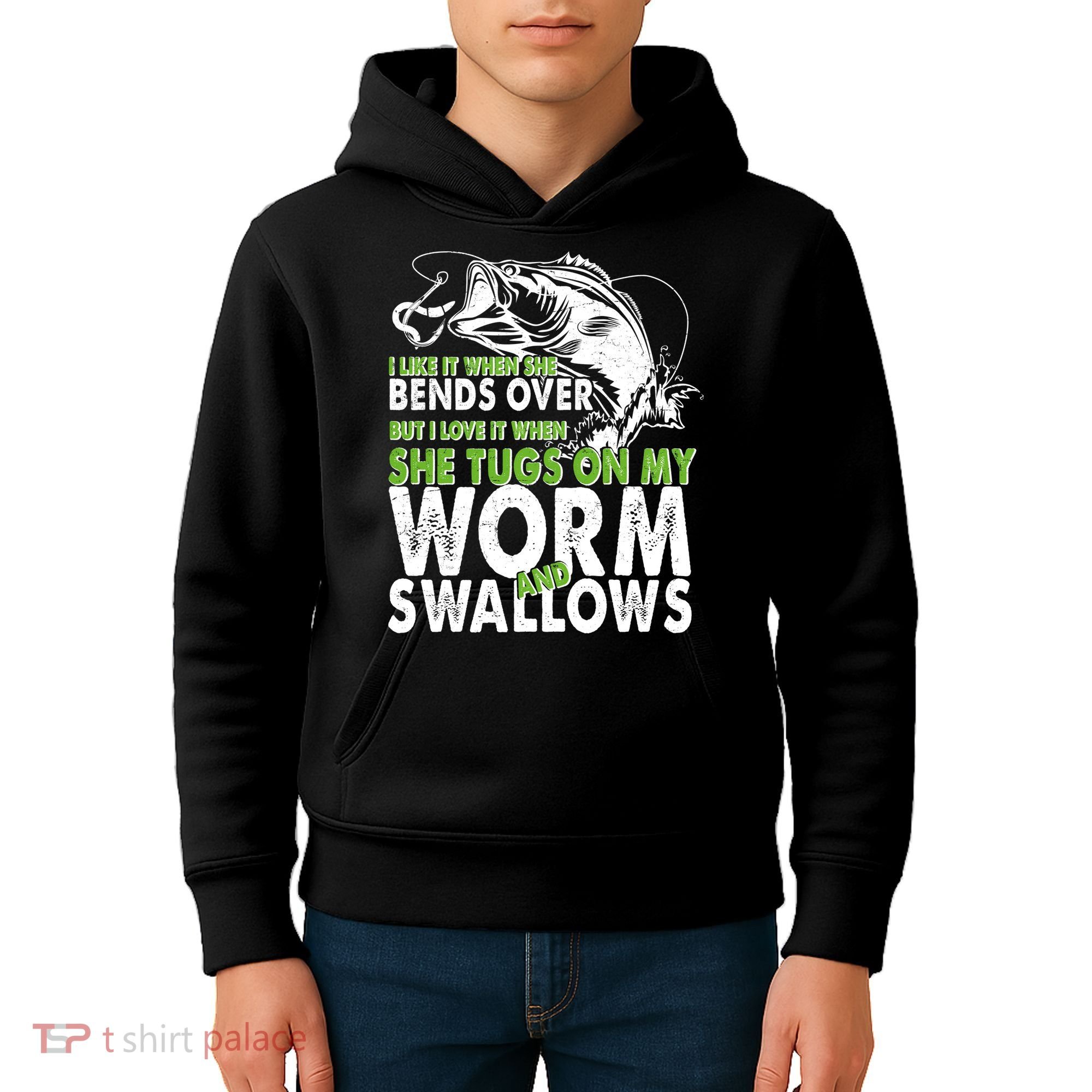 I Like It When She Bends Over Fishing Bait Kids Hoodie