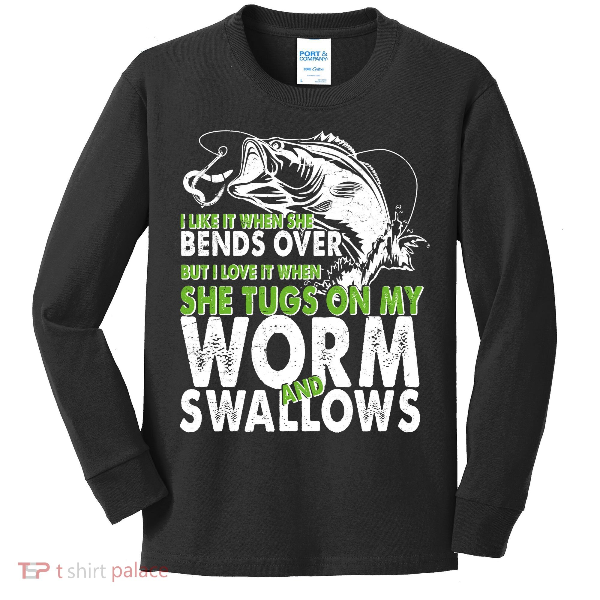 I Like It When She Bends Over Fishing Bait Kids Long Sleeve Shirt
