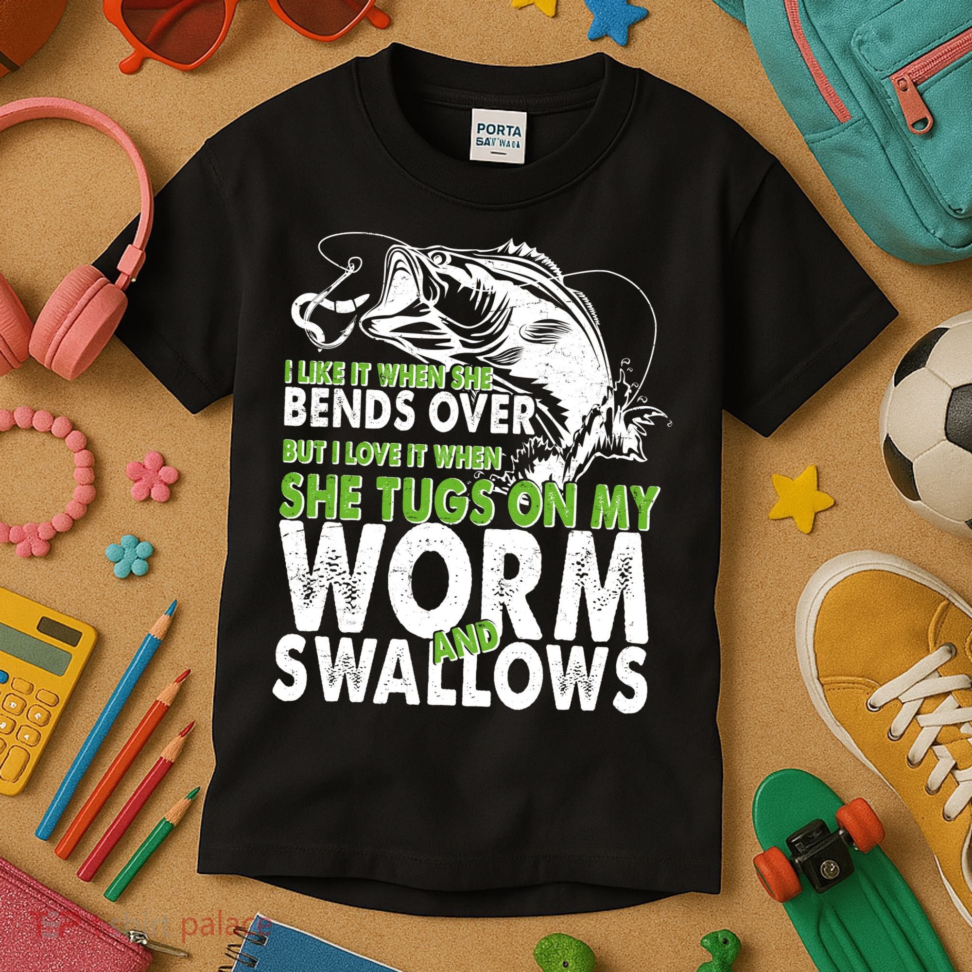 I Like It When She Bends Over Fishing Bait Kids T-Shirt