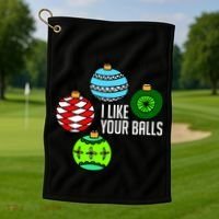 I Like Your Balls Funny Christmas Golf Towel thumb 1