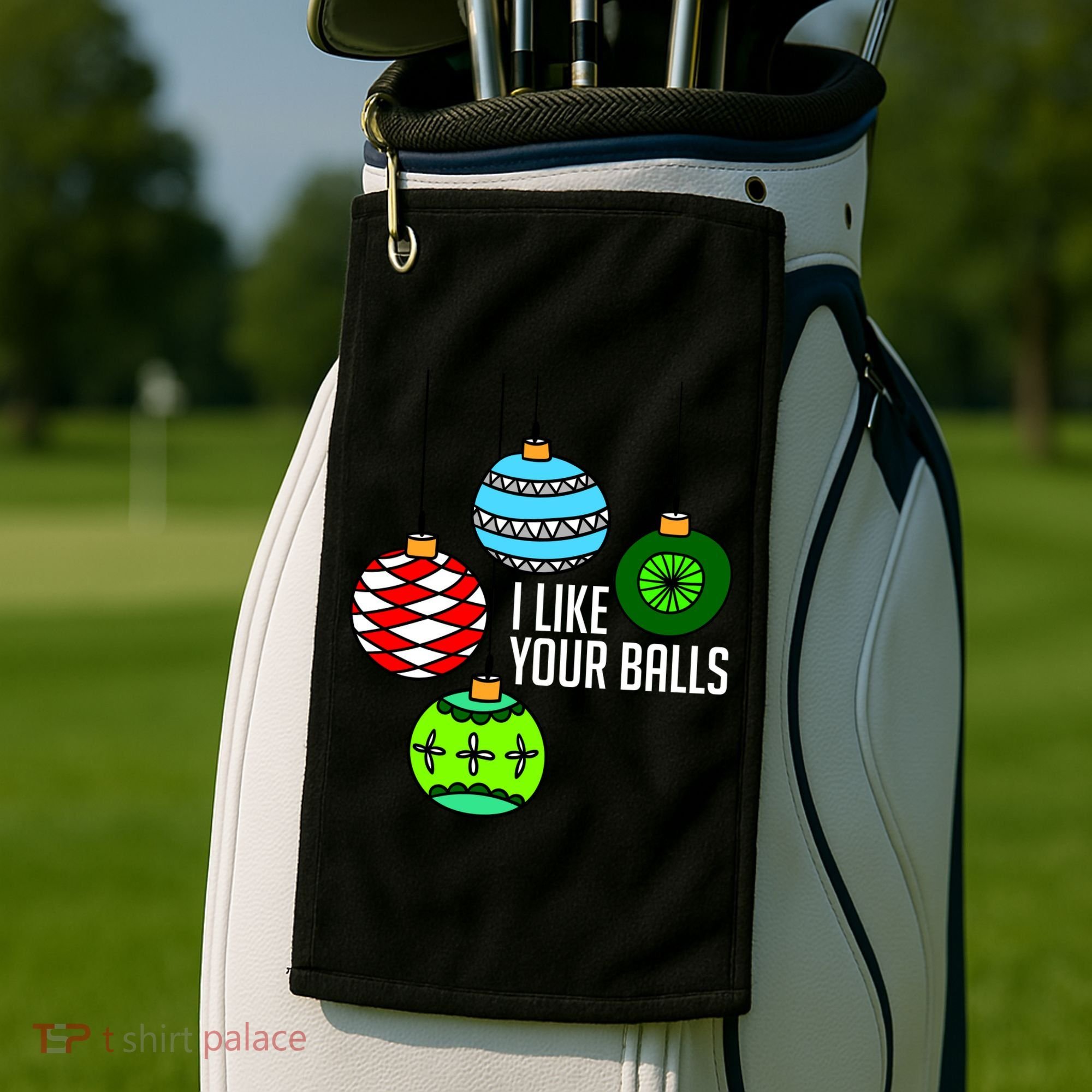 I Like Your Balls Funny Christmas Golf Towel