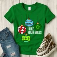 I Like Your Balls Funny Christmas Women's T-Shirt thumb 3