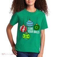 I Like Your Balls Funny Christmas Kids T-Shirt thumb 2