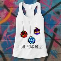I Like Your Balls Funny Christmas Ornaments Women's Tank Top thumb 3