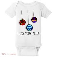 I Like Your Balls Funny Christmas Ornaments Baby Bodysuit thumb 0