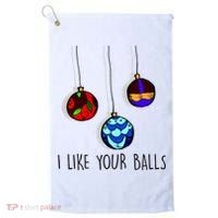 I Like Your Balls Funny Christmas Ornaments Golf Towel thumb 0