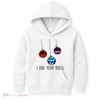 I Like Your Balls Funny Christmas Ornaments Kids Hoodie thumb 0