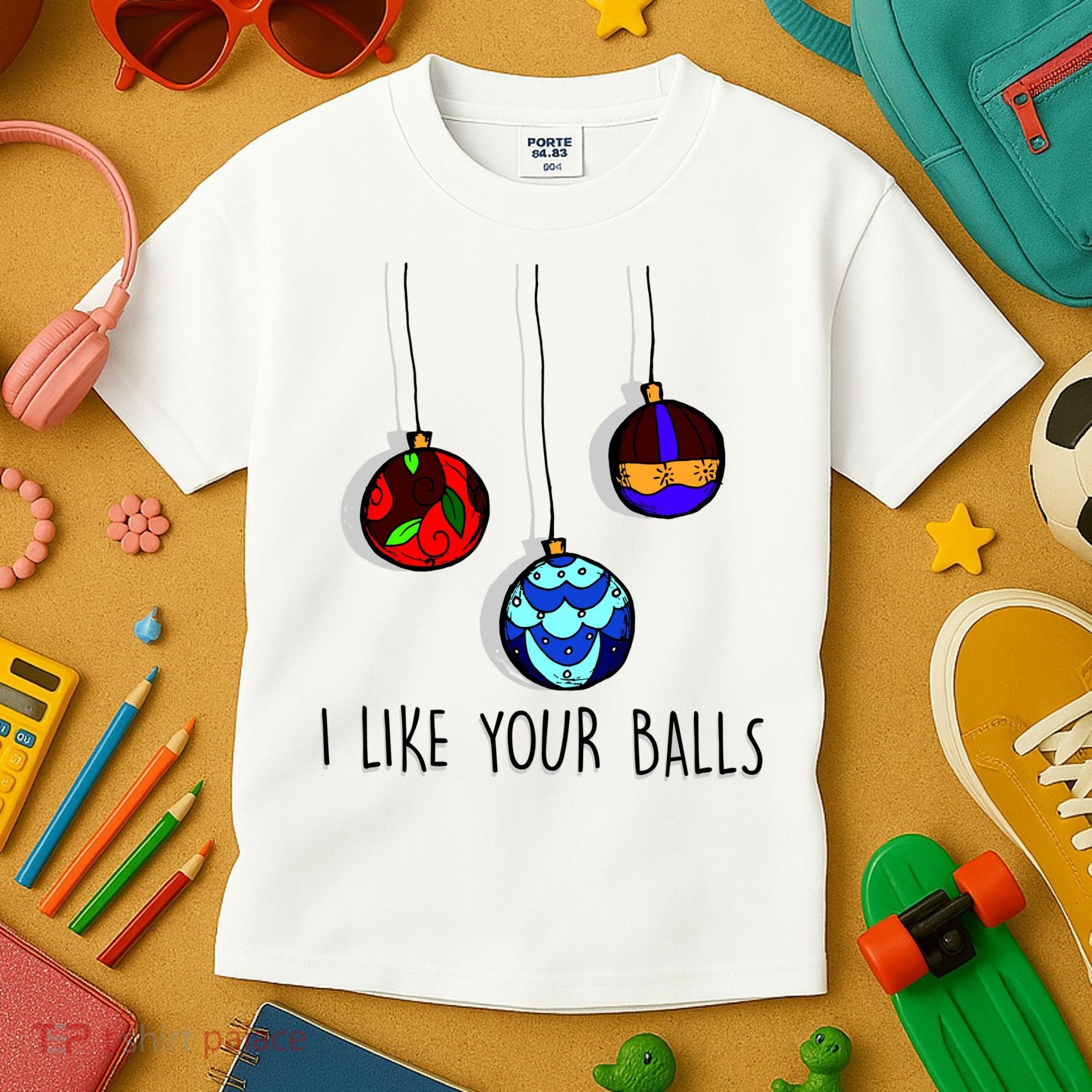 I Like Your Balls Funny Christmas Ornaments Kids T-Shirt