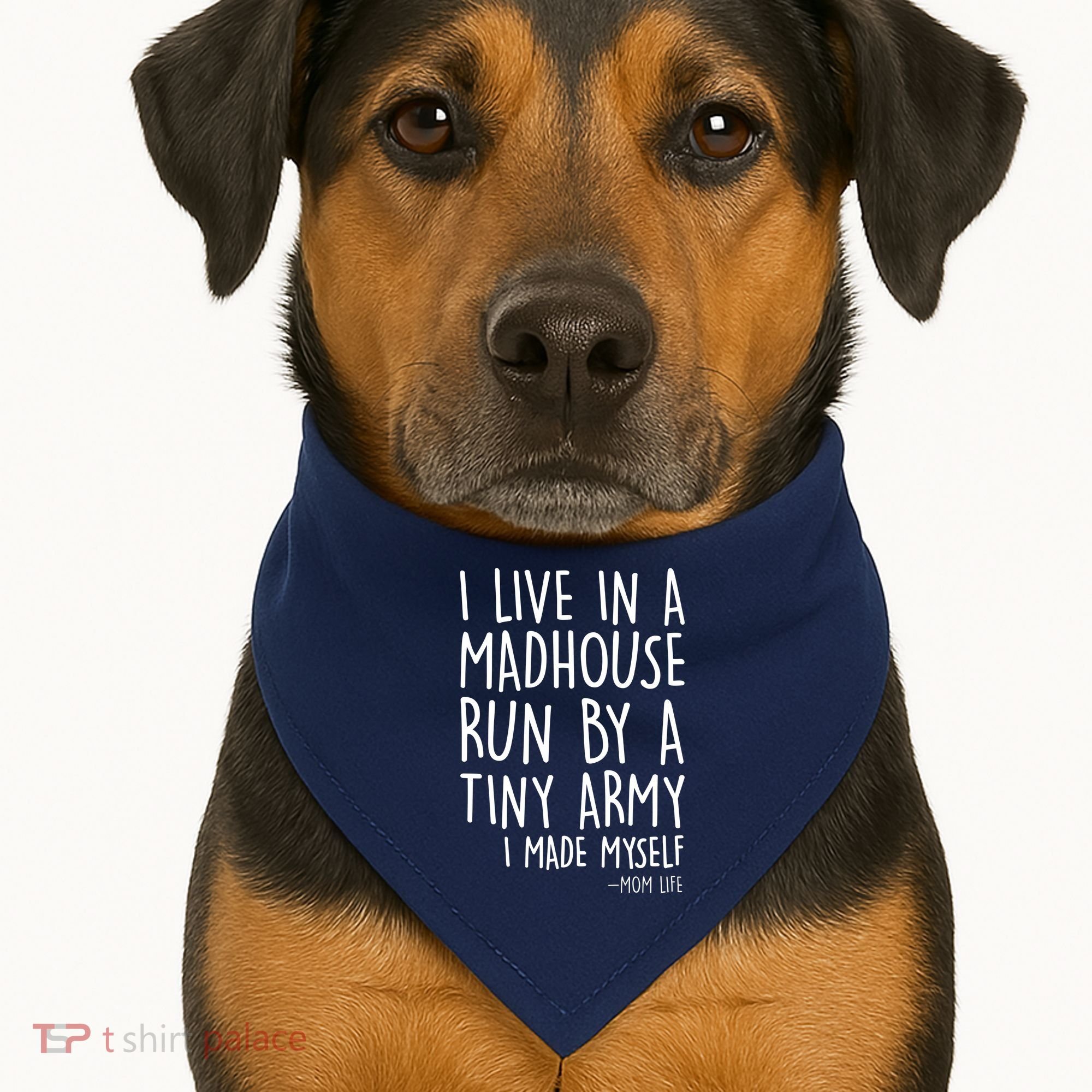 I Live In A Madhouse Run By A Tiny Army Mom Life USA-Made Doggie Bandana