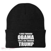 I Lived Through Obama You'll Live Through Trump Beanie thumb 0