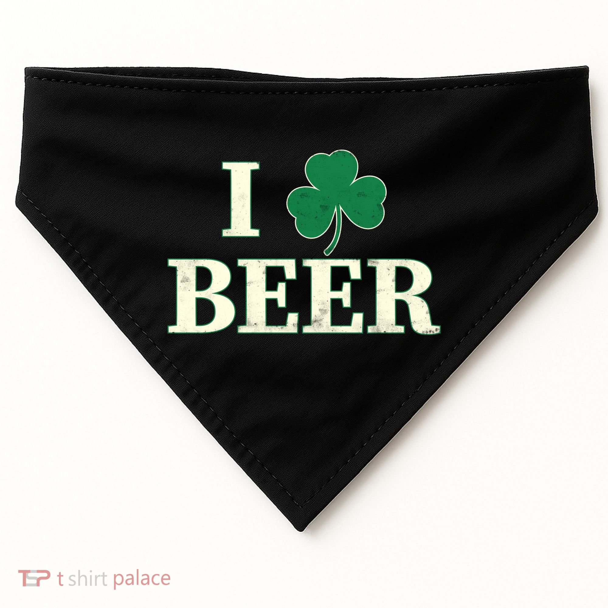 I Love Beer Shamrock  USA-Made Doggie Bandana