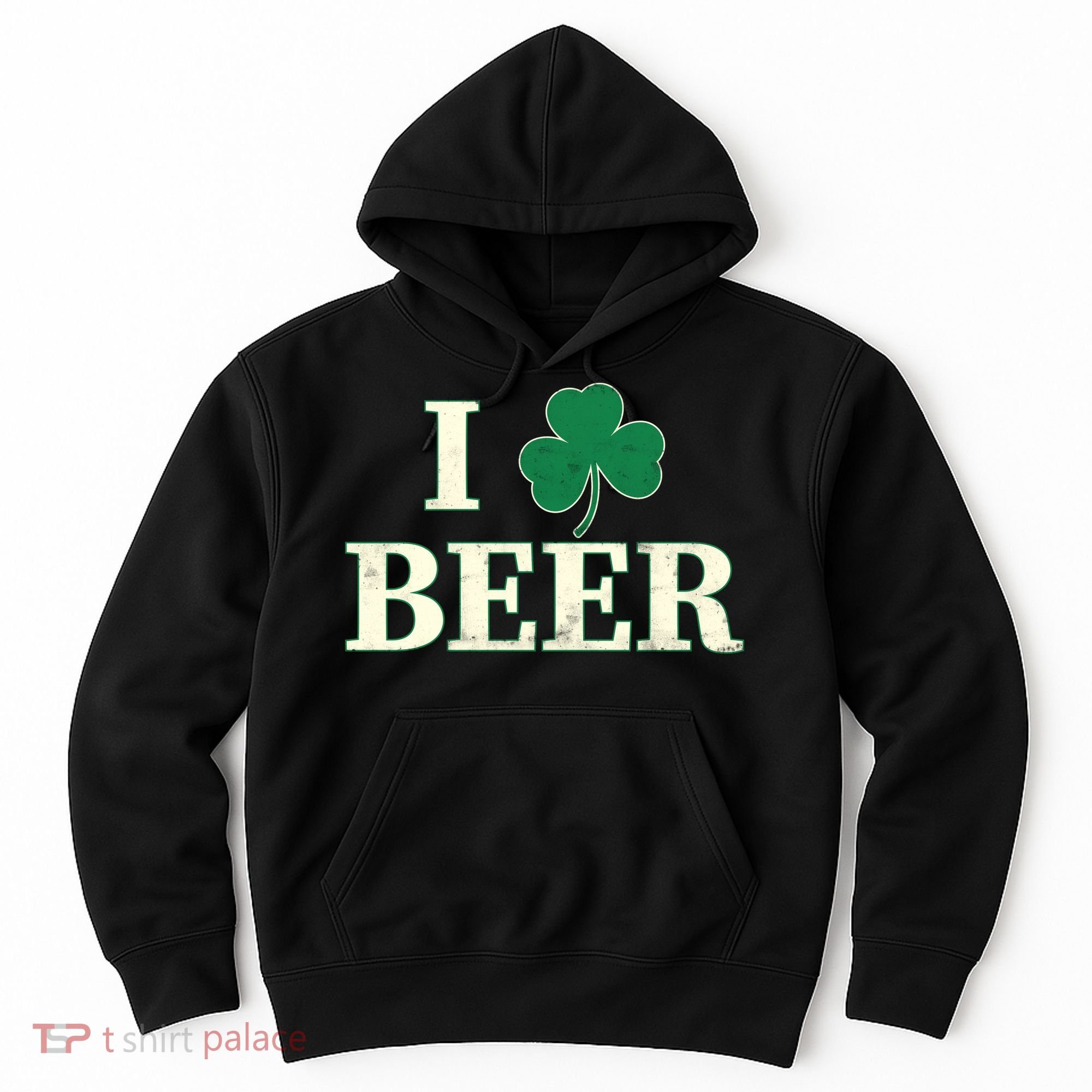 I Love Beer Shamrock  Hoodie