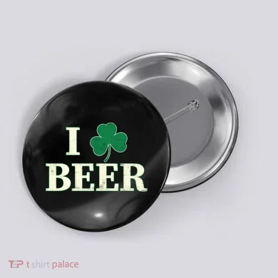 I Love Beer Shamrock  Button