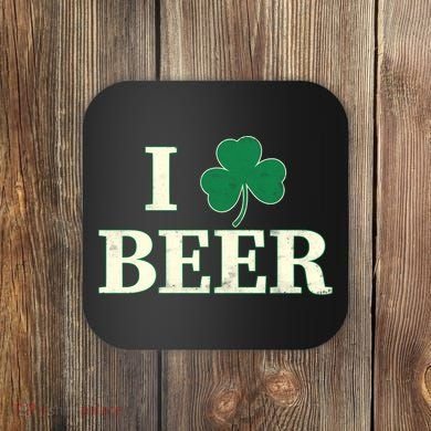 I Love Beer Shamrock  Coaster