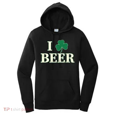 I Love Beer Shamrock  Women's Hoodie