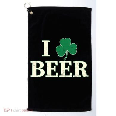 I Love Beer Shamrock  Golf Towel