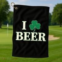 I Love Beer Shamrock  Golf Towel thumb 1
