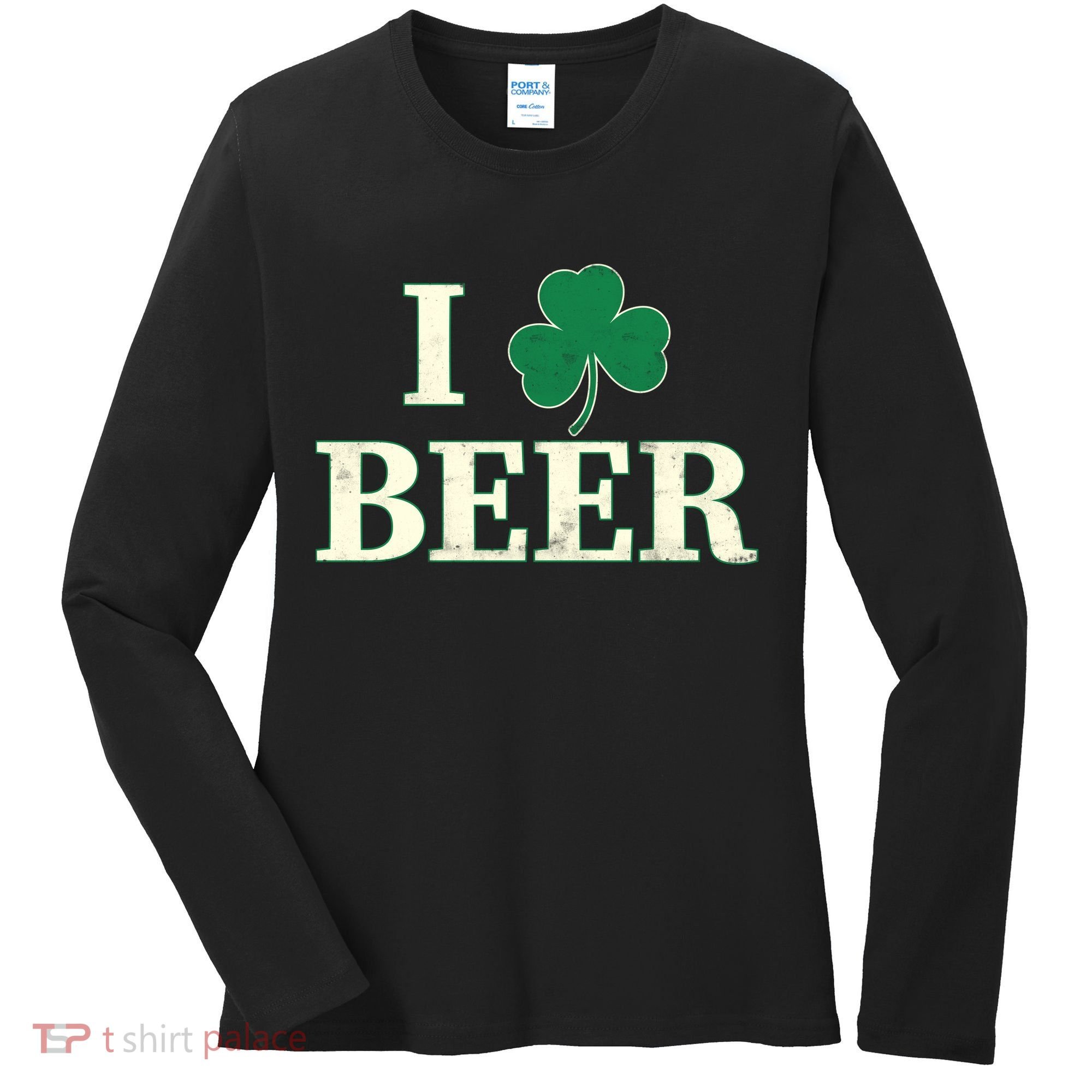 I Love Beer Shamrock  Women's Long Sleeve Shirt