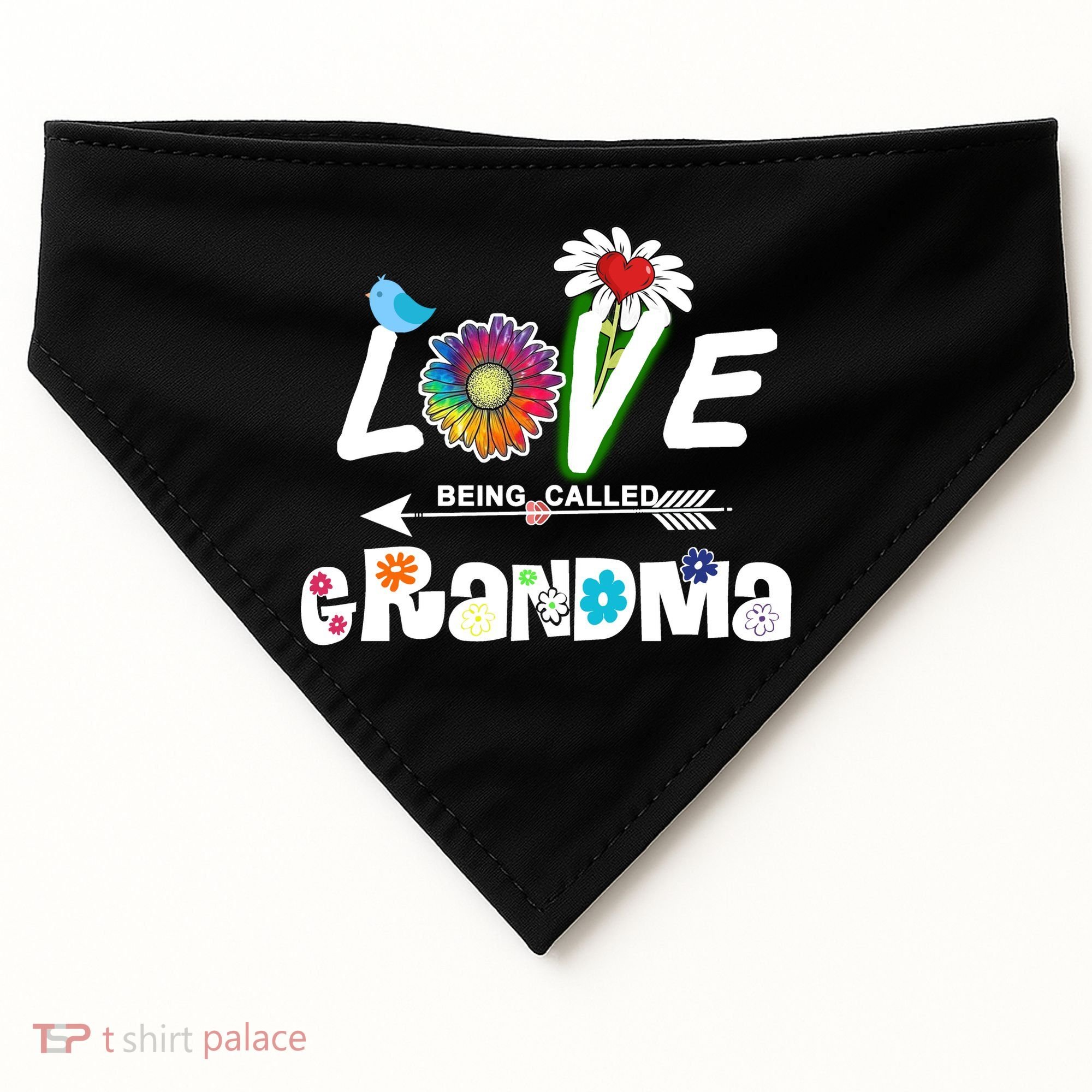 I Love Being Called Grandma Floral USA-Made Doggie Bandana