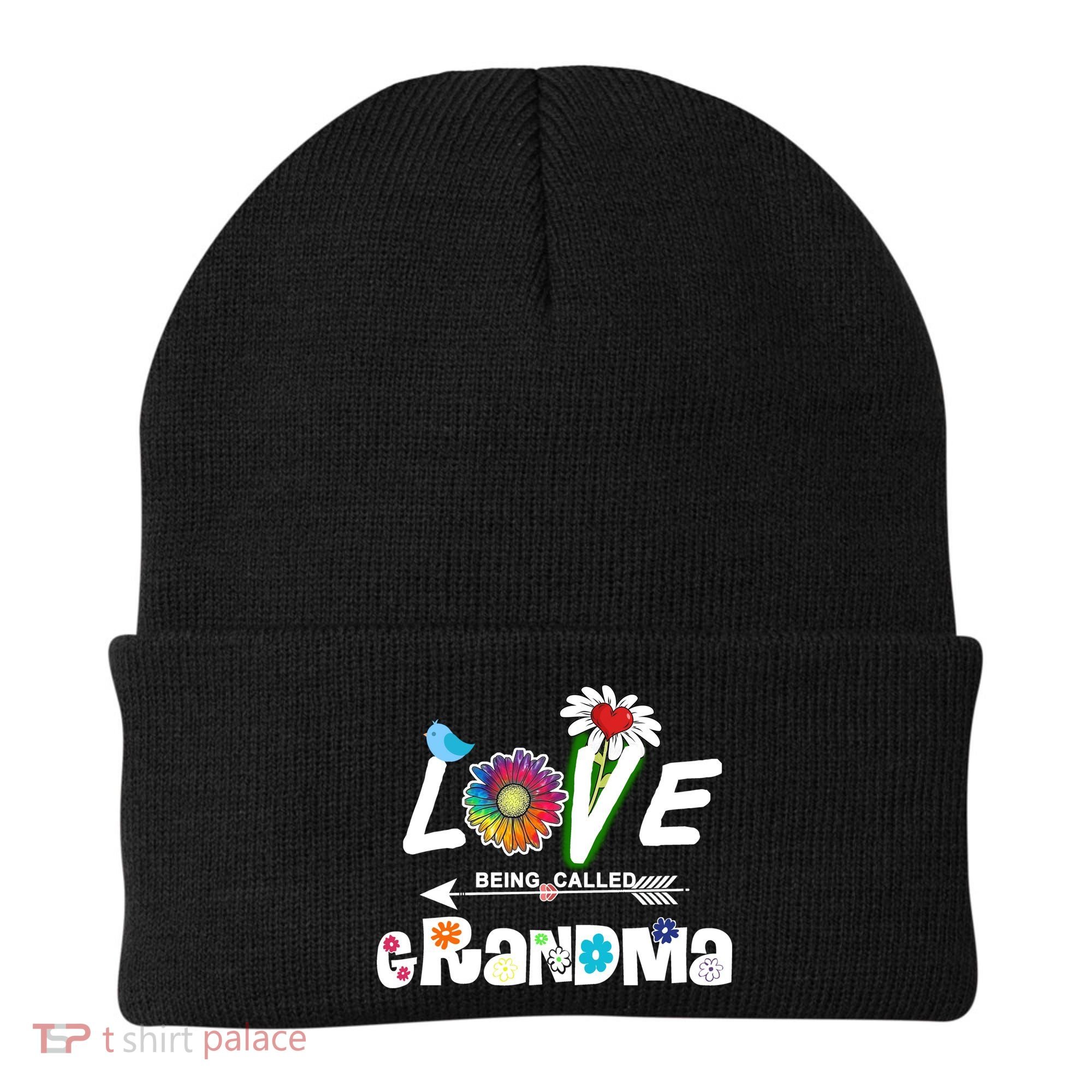 I Love Being Called Grandma Floral Beanie