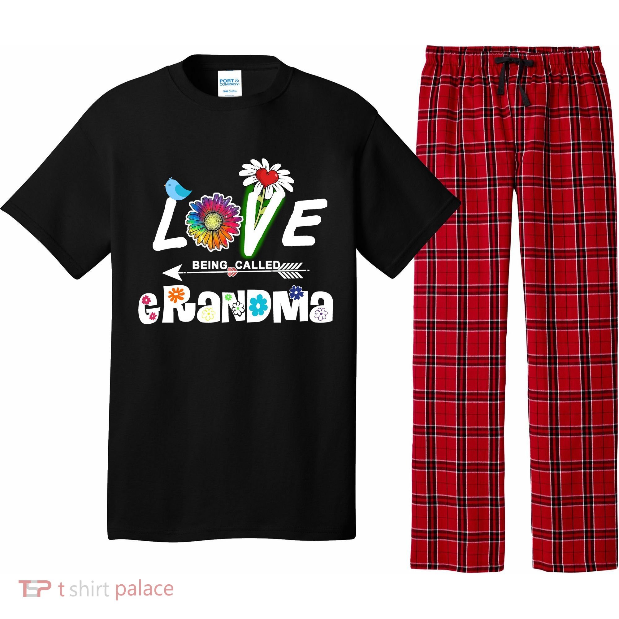 I Love Being Called Grandma Floral Pajama Set