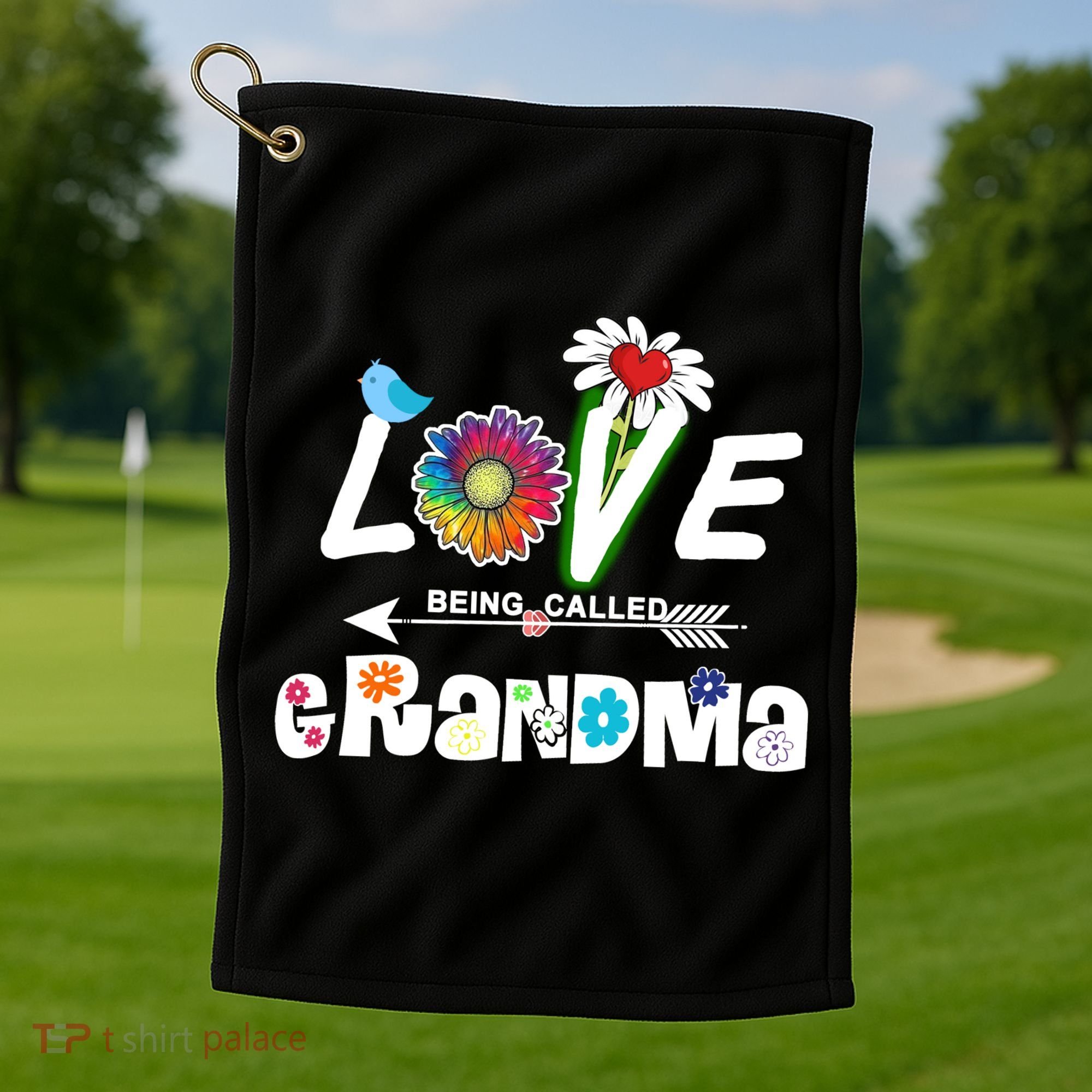 I Love Being Called Grandma Floral Golf Towel