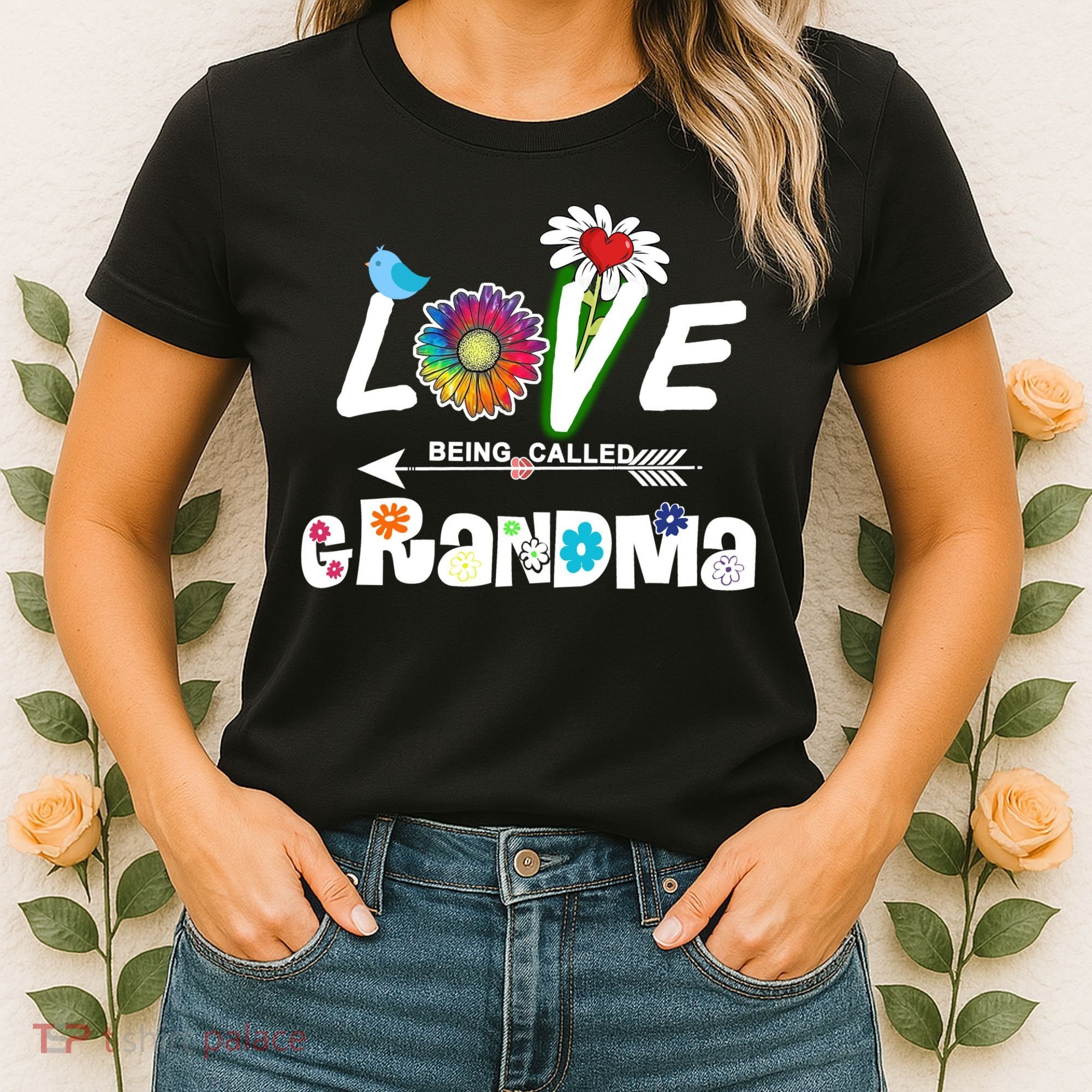 I Love Being Called Grandma Floral Women's T-Shirt