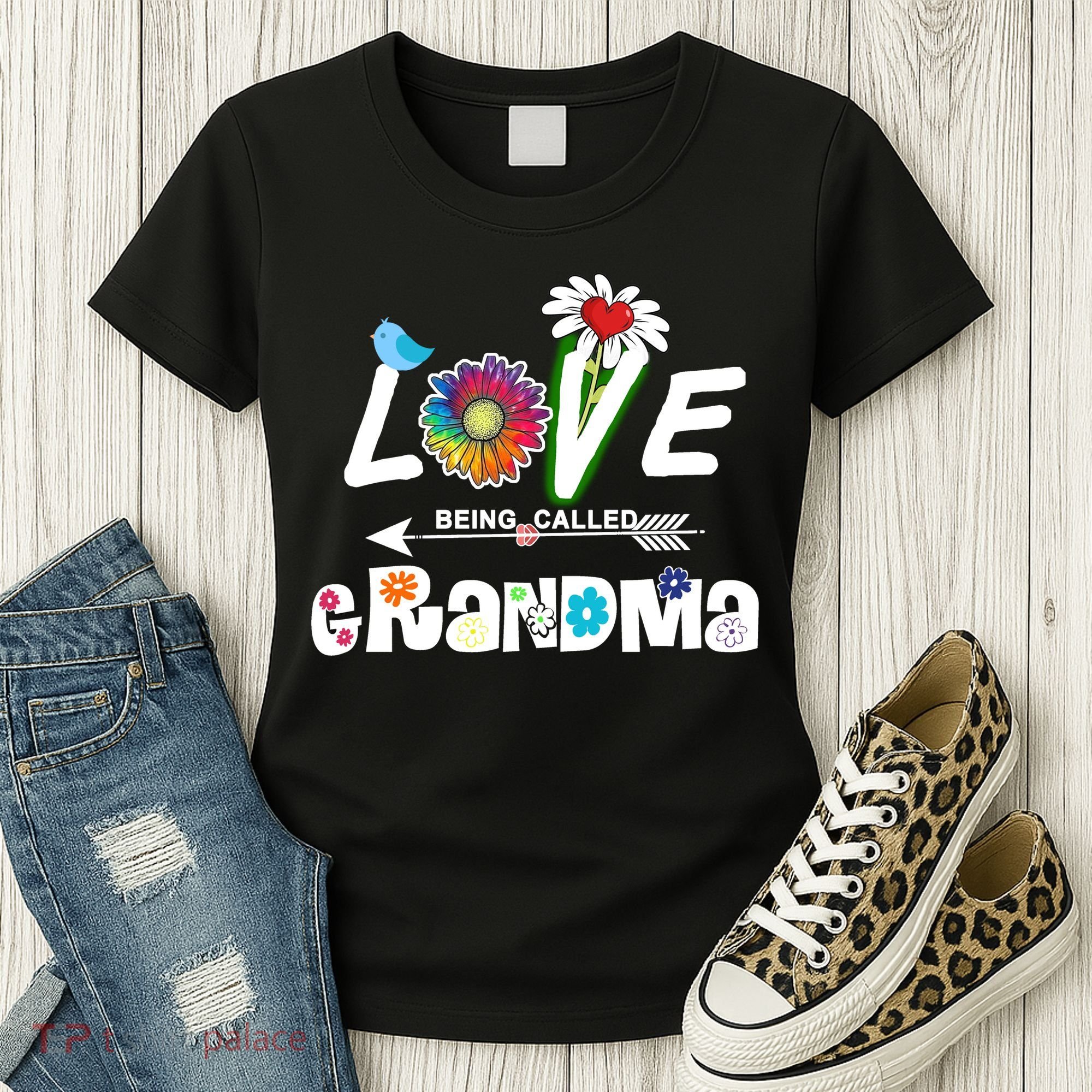 I Love Being Called Grandma Floral Women's T-Shirt