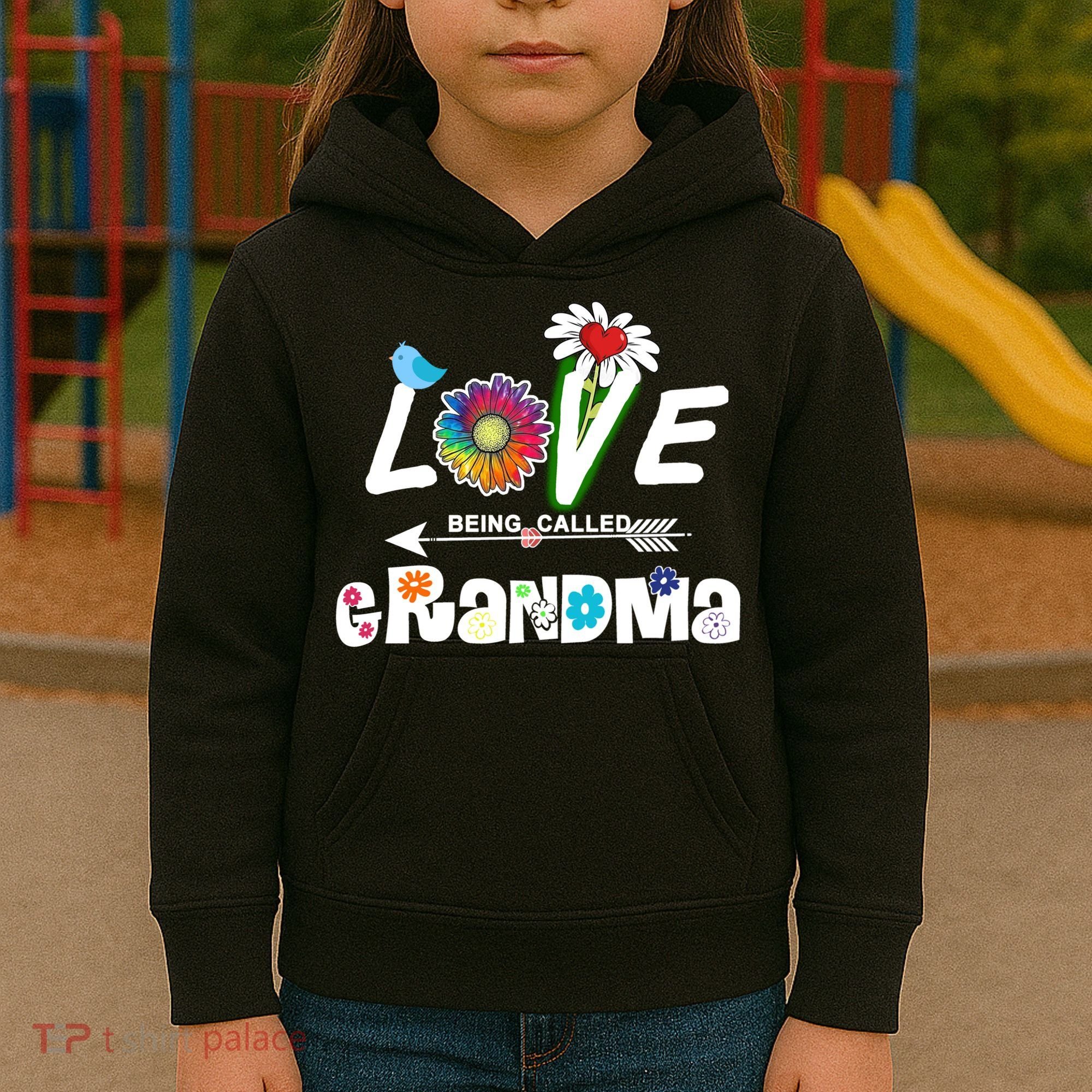 I Love Being Called Grandma Floral Kids Hoodie