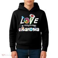 I Love Being Called Grandma Floral Kids Hoodie thumb 4