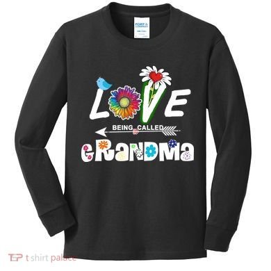 I Love Being Called Grandma Floral Kids Long Sleeve Shirt