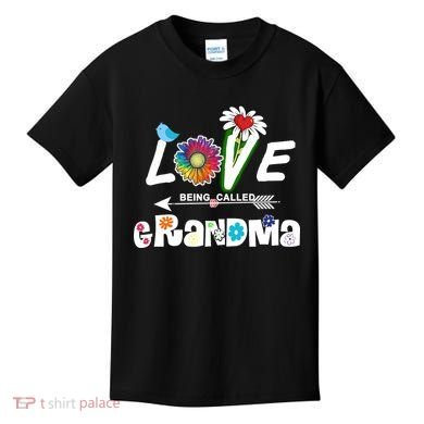 I Love Being Called Grandma Floral Kids T-Shirt