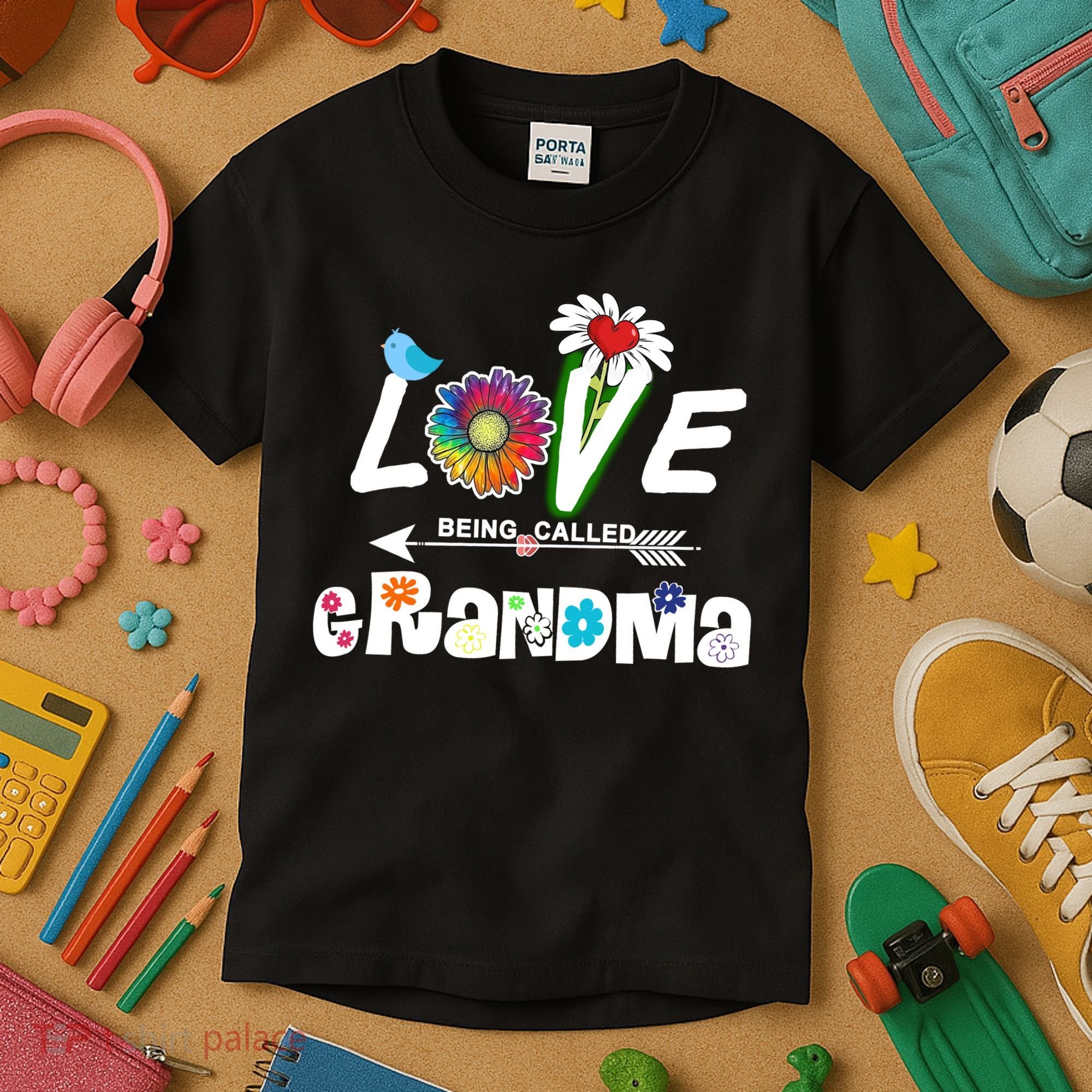 I Love Being Called Grandma Floral Kids T-Shirt