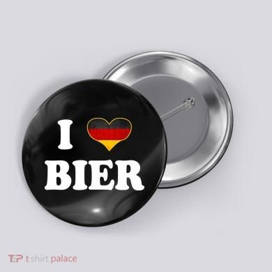 I Love Bier Octoberfest Beer Drinking Germany Flag Button