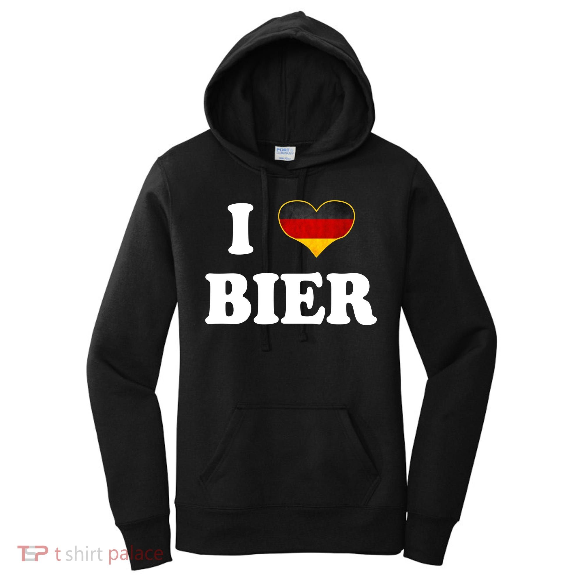 I Love Bier Octoberfest Beer Drinking Germany Flag Women's Hoodie