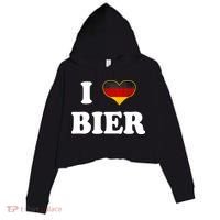 I Love Bier Octoberfest Beer Drinking Germany Flag Crop Fleece Hoodie thumb 0