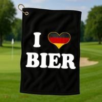 I Love Bier Octoberfest Beer Drinking Germany Flag Golf Towel thumb 1