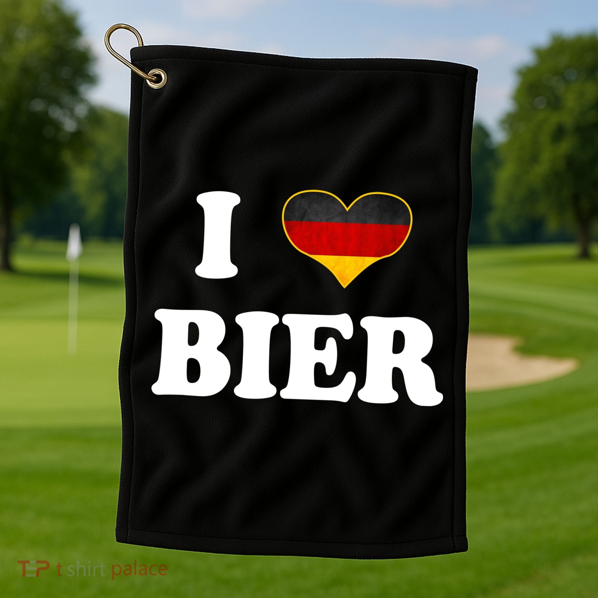 I Love Bier Octoberfest Beer Drinking Germany Flag Golf Towel