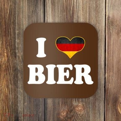 I Love Bier Octoberfest Beer Drinking Germany Flag Coaster