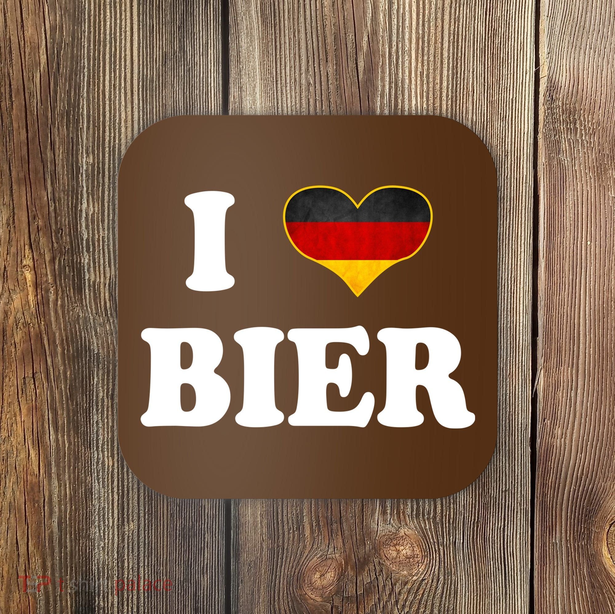 I Love Bier Octoberfest Beer Drinking Germany Flag Coaster