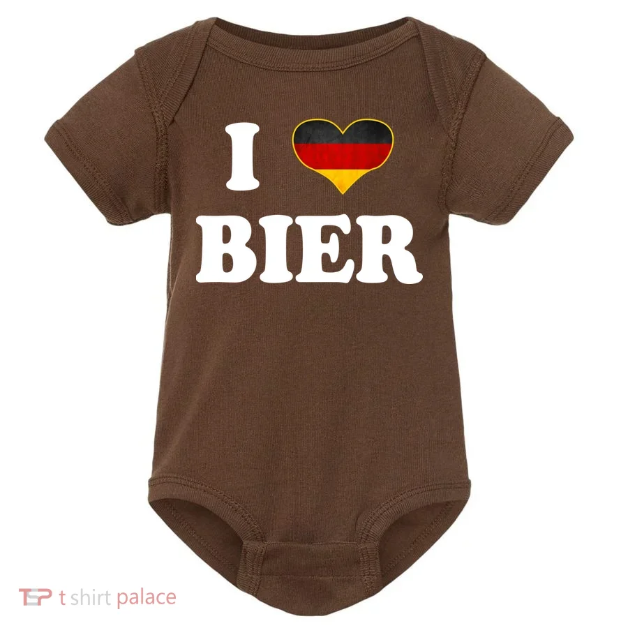 I Love Bier Octoberfest Beer Drinking Germany Flag Baby Bodysuit