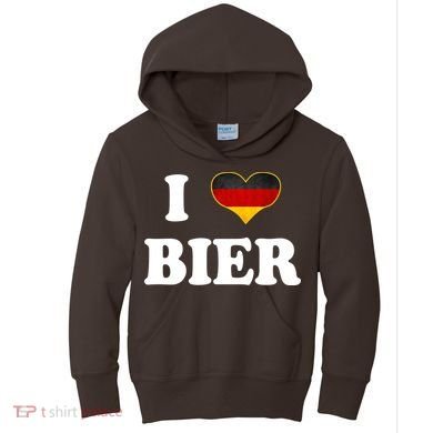 I Love Bier Octoberfest Beer Drinking Germany Flag Kids Hoodie
